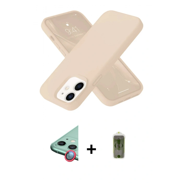 MARSİLYAN™- iPhone 12 Kılıf Ahenk Serisi - Siyah Joko Magic 5D Hayalet Cam + Raze Metal Kamera Lens - KI