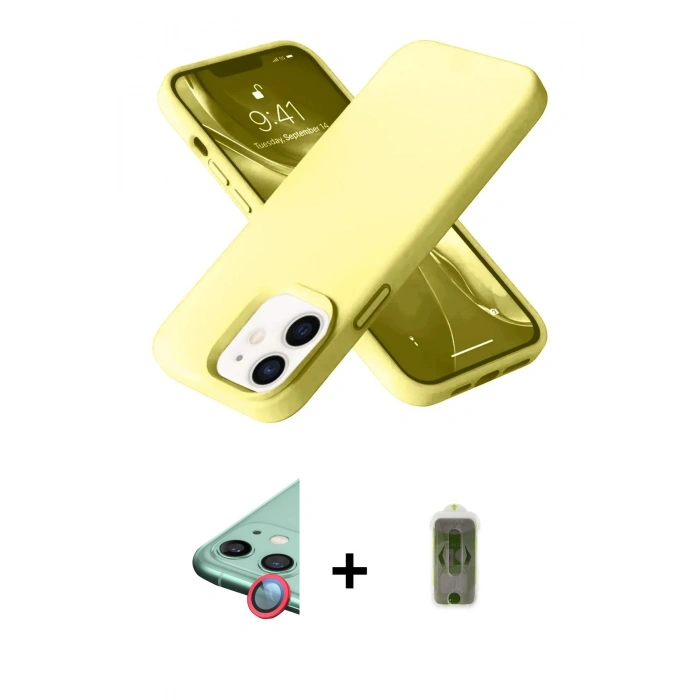 MARSİLYAN™- iPhone 12 Kılıf Ahenk Serisi - Siyah Joko Magic 5D Hayalet Cam + Raze Metal Kamera Lens - KI
