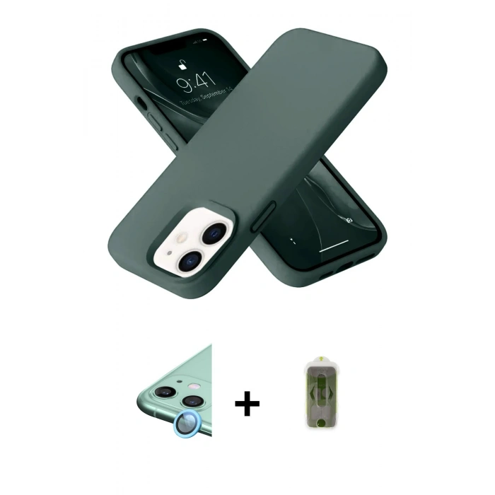MARSİLYAN™- iPhone 12 Kılıf Ahenk Serisi - Siyah Joko Magic 5D Hayalet Cam + Raze Metal Kamera Lens - MI