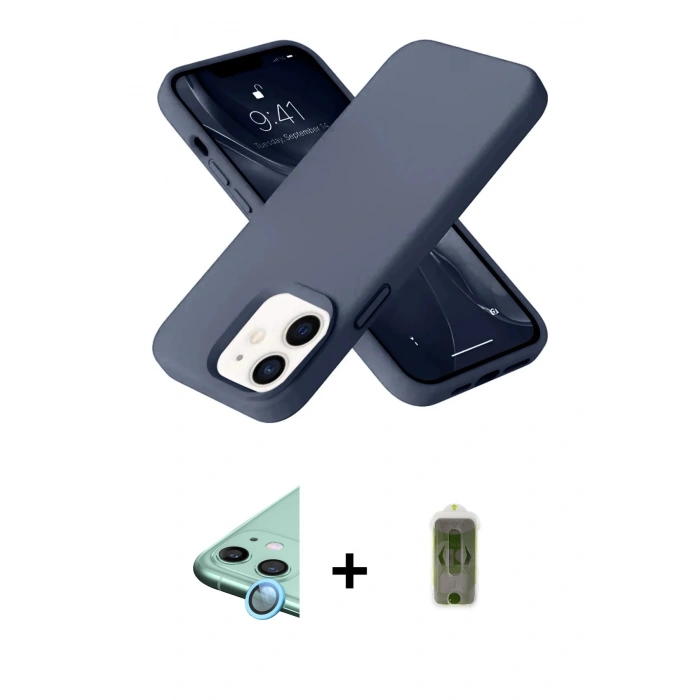 MARSİLYAN™- iPhone 12 Kılıf Ahenk Serisi - Siyah Joko Magic 5D Hayalet Cam + Raze Metal Kamera Lens - MI