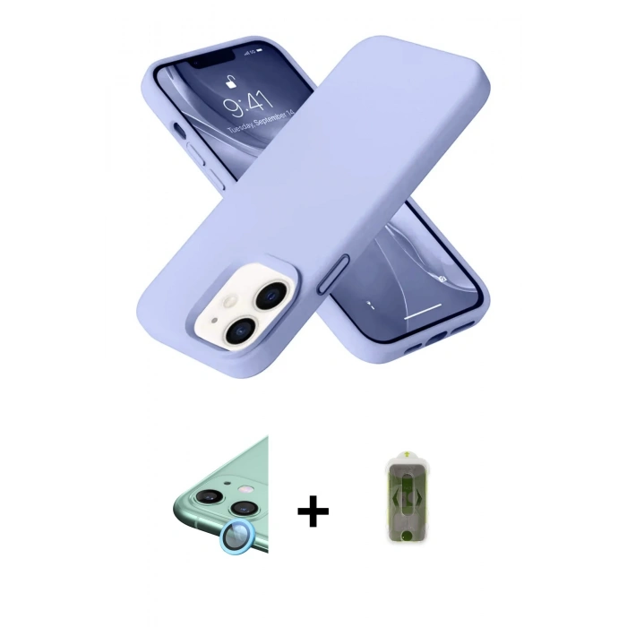 MARSİLYAN™- iPhone 12 Kılıf Ahenk Serisi - Siyah Joko Magic 5D Hayalet Cam + Raze Metal Kamera Lens - MI