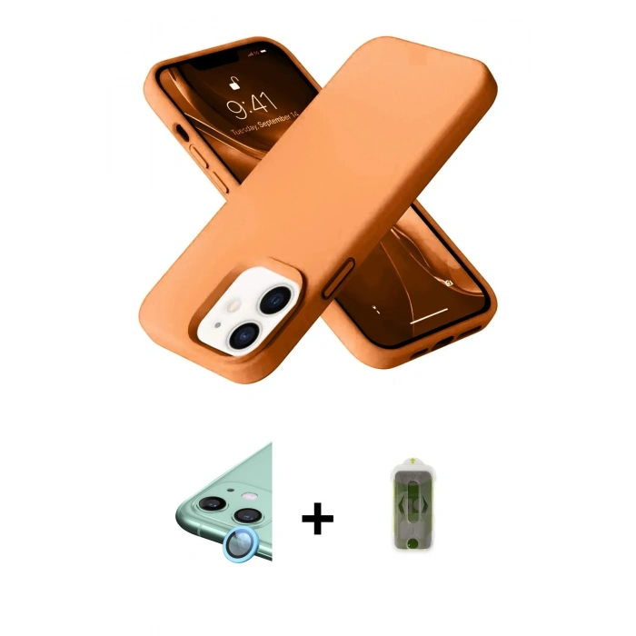 MARSİLYAN™- iPhone 12 Kılıf Ahenk Serisi - Siyah Joko Magic 5D Hayalet Cam + Raze Metal Kamera Lens - MI