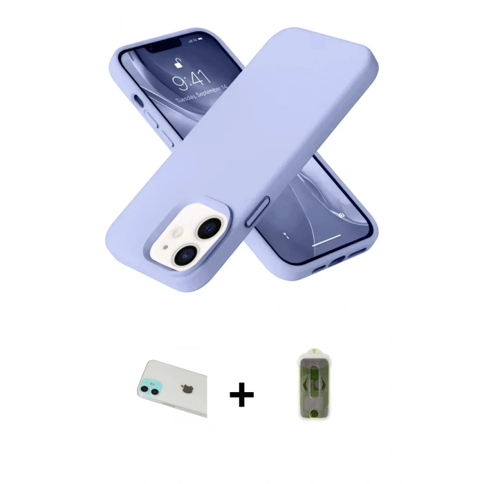 MARSİLYAN™- iPhone 12 Kılıf Ahenk Serisi - Siyah Joko Magic 5D Hayalet Cam + Rainbow Kamera Lens Koruma Cam - YL
