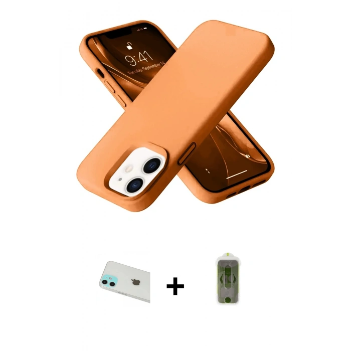 MARSİLYAN™- iPhone 12 Kılıf Ahenk Serisi - Siyah Joko Magic 5D Hayalet Cam + Rainbow Kamera Lens Koruma Cam - YL