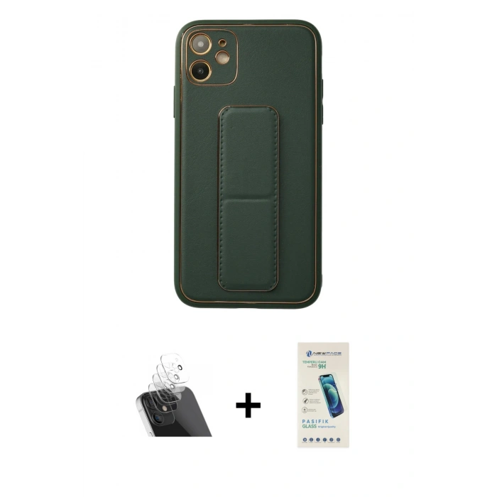 MARSİLYAN™- iPhone 12 Kılıf Akış Doku - Şeffaf Pasifik Cam Ekran Koruyucu + Kamera Lens Koruma Cam - SF