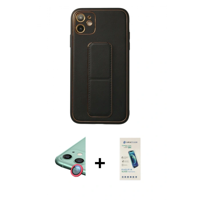 MARSİLYAN™- iPhone 12 Kılıf Akış Doku - Şeffaf Pasifik Cam Ekran Koruyucu + Raze Metal Kamera Lens - KI