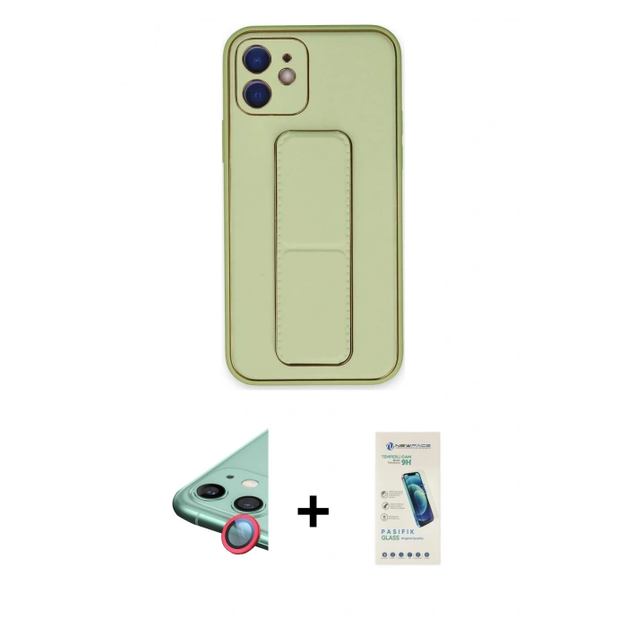 MARSİLYAN™- iPhone 12 Kılıf Akış Doku - Şeffaf Pasifik Cam Ekran Koruyucu + Raze Metal Kamera Lens - KI