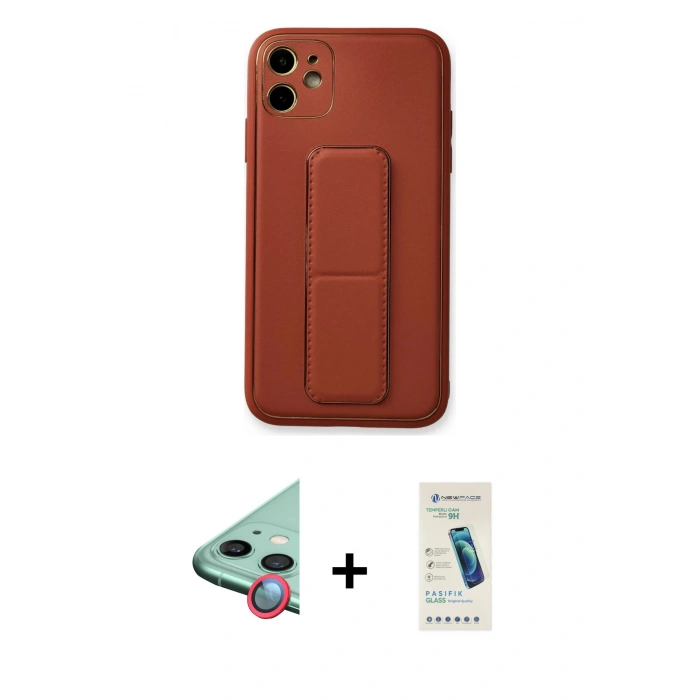 MARSİLYAN™- iPhone 12 Kılıf Akış Doku - Şeffaf Pasifik Cam Ekran Koruyucu + Raze Metal Kamera Lens - KI