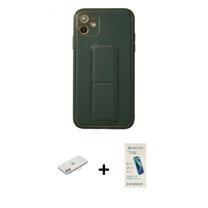 MARSİLYAN™- iPhone 12 Kılıf Akış Doku - Şeffaf Pasifik Cam Ekran Koruyucu + Renkli Kamera Lens Koruma Cam - PE