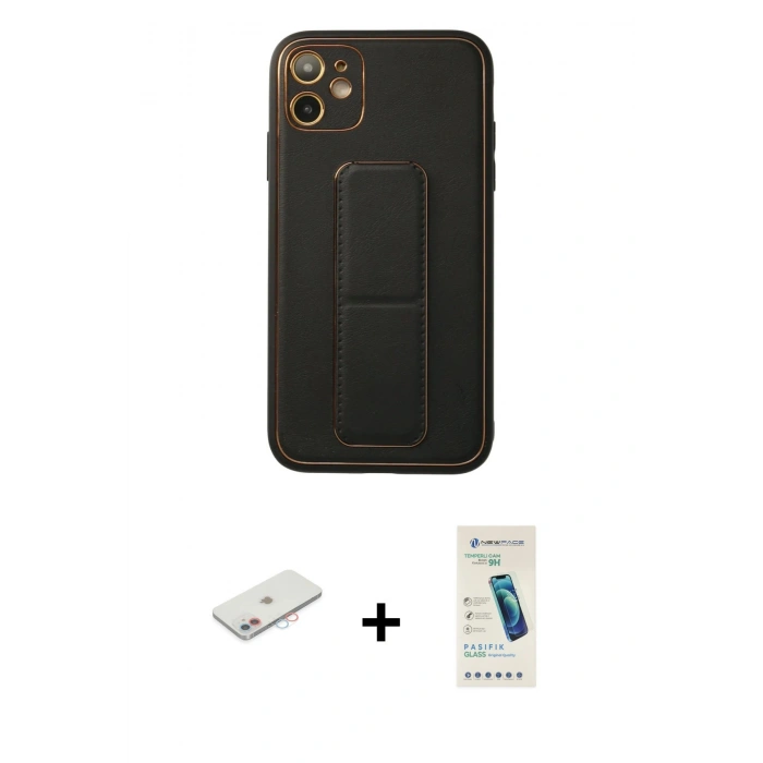 MARSİLYAN™- iPhone 12 Kılıf Akış Doku - Şeffaf Pasifik Cam Ekran Koruyucu + Renkli Kamera Lens Koruma Cam - PE