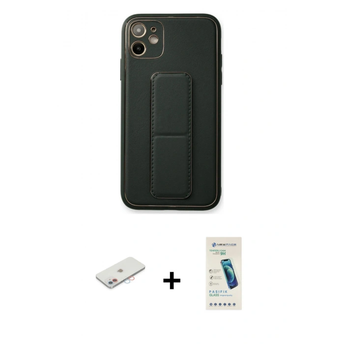 MARSİLYAN™- iPhone 12 Kılıf Akış Doku - Şeffaf Pasifik Cam Ekran Koruyucu + Renkli Kamera Lens Koruma Cam - PE