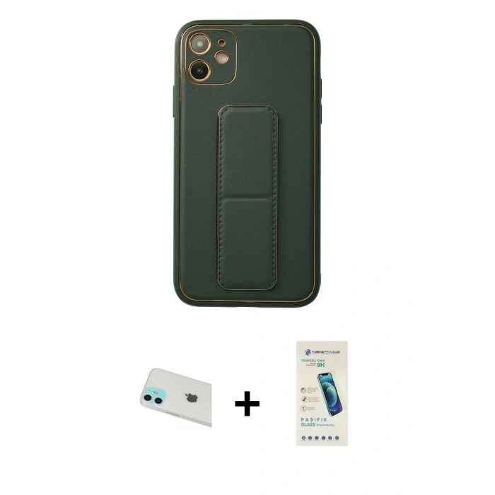 MARSİLYAN™- iPhone 12 Kılıf Akış Doku - Şeffaf Pasifik Cam Ekran Koruyucu + Rainbow Kamera Lens Koruma Cam - YL