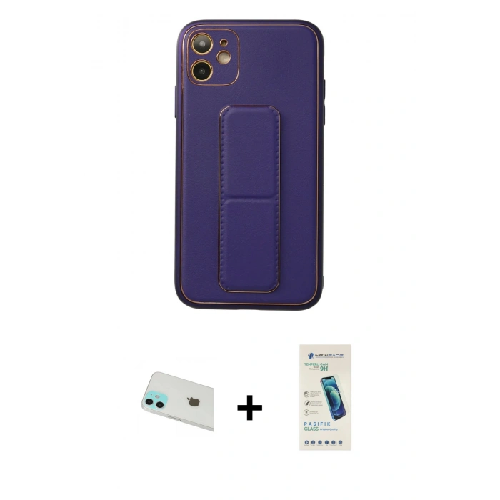 MARSİLYAN™- iPhone 12 Kılıf Akış Doku - Şeffaf Pasifik Cam Ekran Koruyucu + Rainbow Kamera Lens Koruma Cam - YL