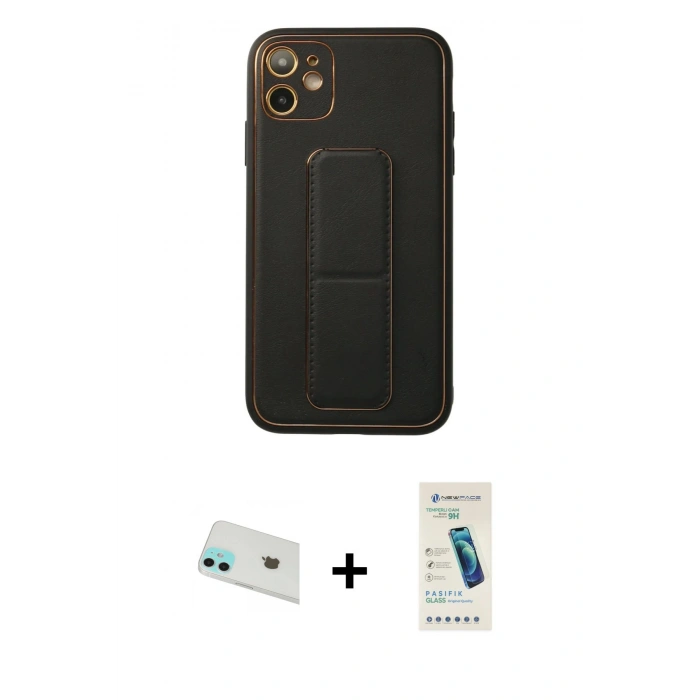 MARSİLYAN™- iPhone 12 Kılıf Akış Doku - Şeffaf Pasifik Cam Ekran Koruyucu + Rainbow Kamera Lens Koruma Cam - YL