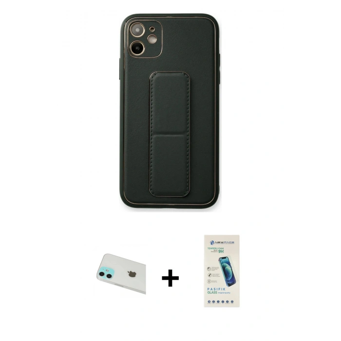 MARSİLYAN™- iPhone 12 Kılıf Akış Doku - Şeffaf Pasifik Cam Ekran Koruyucu + Rainbow Kamera Lens Koruma Cam - YL