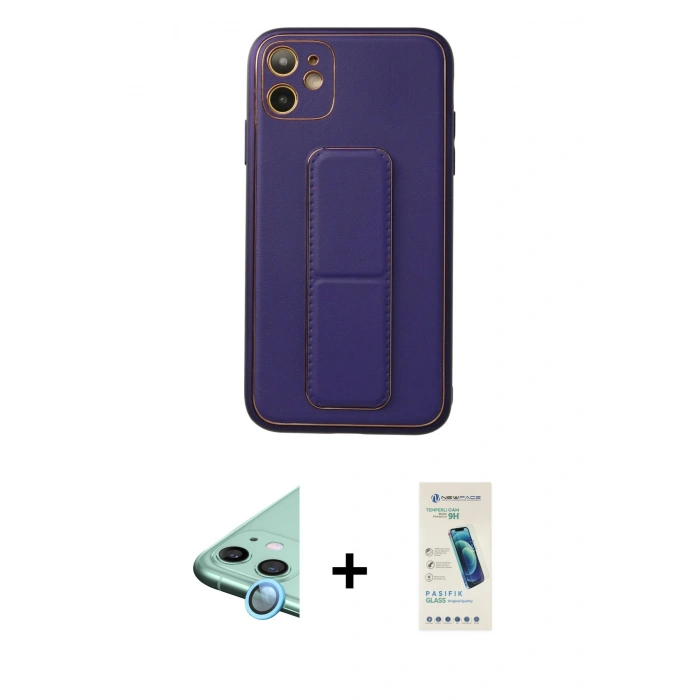 MARSİLYAN™- iPhone 12 Kılıf Akış Doku - Şeffaf Pasifik Cam Ekran Koruyucu + Raze Metal Kamera Lens - MI