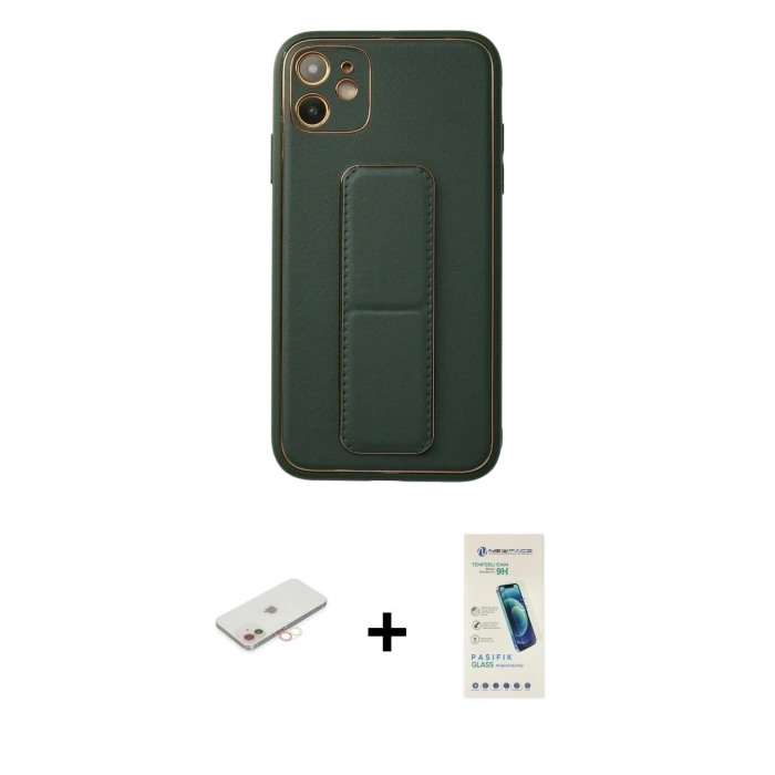 MARSİLYAN™- iPhone 12 Kılıf Akış Doku - Şeffaf Pasifik Cam Ekran Koruyucu + Renkli Kamera Lens Koruma Cam - YL