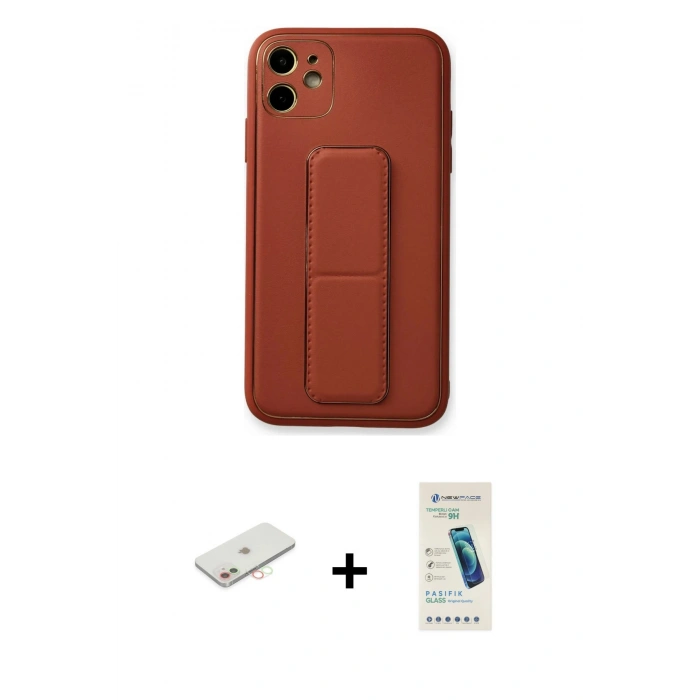 MARSİLYAN™- iPhone 12 Kılıf Akış Doku - Şeffaf Pasifik Cam Ekran Koruyucu + Renkli Kamera Lens Koruma Cam - YL