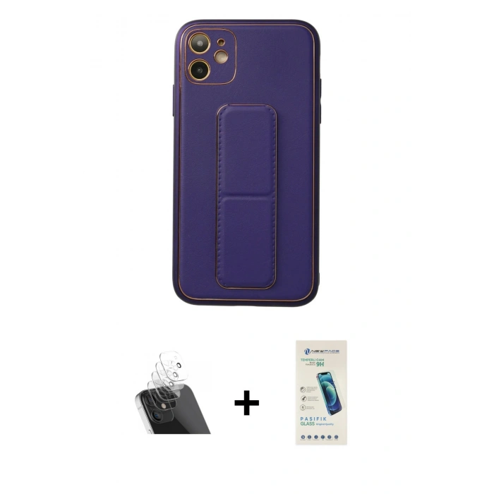 MARSİLYAN™- iPhone 12 Kılıf Akış Doku - Şeffaf Pasifik Cam Ekran Koruyucu + Kamera Lens Koruma Cam - SF