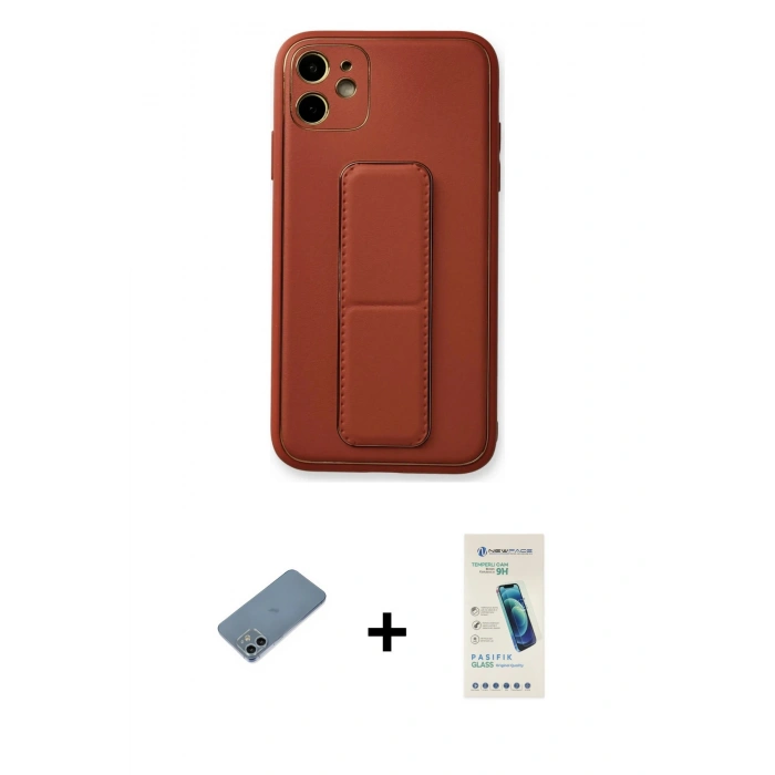 MARSİLYAN™- iPhone 12 Kılıf Akış Doku - Şeffaf Pasifik Cam Ekran Koruyucu + Sierra Blue Shine Kamera Lens Koruma Cam