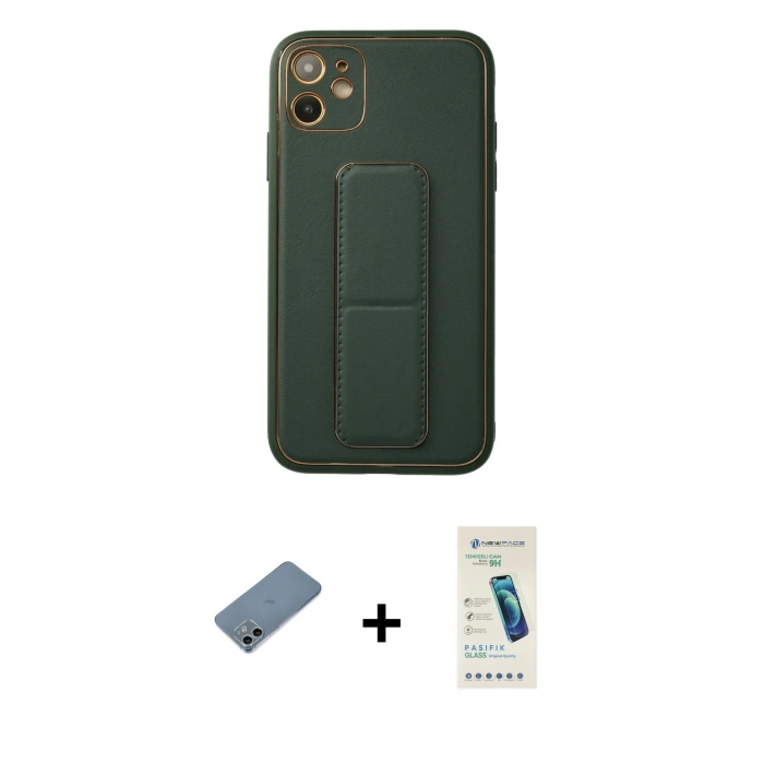 MARSİLYAN™- iPhone 12 Kılıf Akış Doku - Şeffaf Pasifik Cam Ekran Koruyucu + Sierra Blue Shine Kamera Lens Koruma Cam