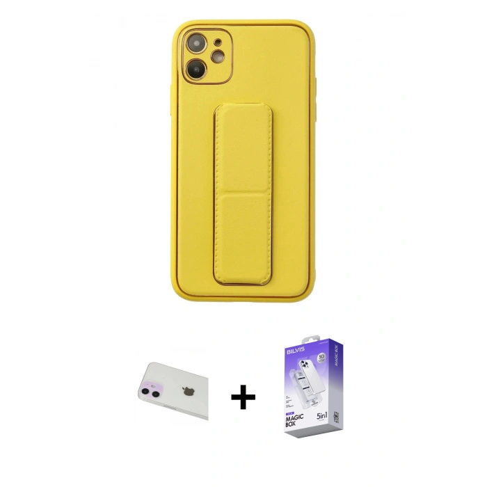 MARSİLYAN™- iPhone 12 Kılıf Akış Doku - Siyah Bilvis 5in1 3D Magic Cam Ekran Koruyucu + Rainbow Kamera Lens Koruma Cam - MR