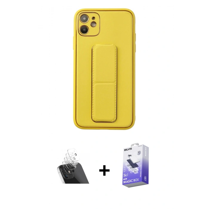 MARSİLYAN™- iPhone 12 Kılıf Akış Doku - Siyah Bilvis 5in1 5D Magic Hayalet Cam Ekran Koruyucu + Kamera Lens Koruma Cam - SF