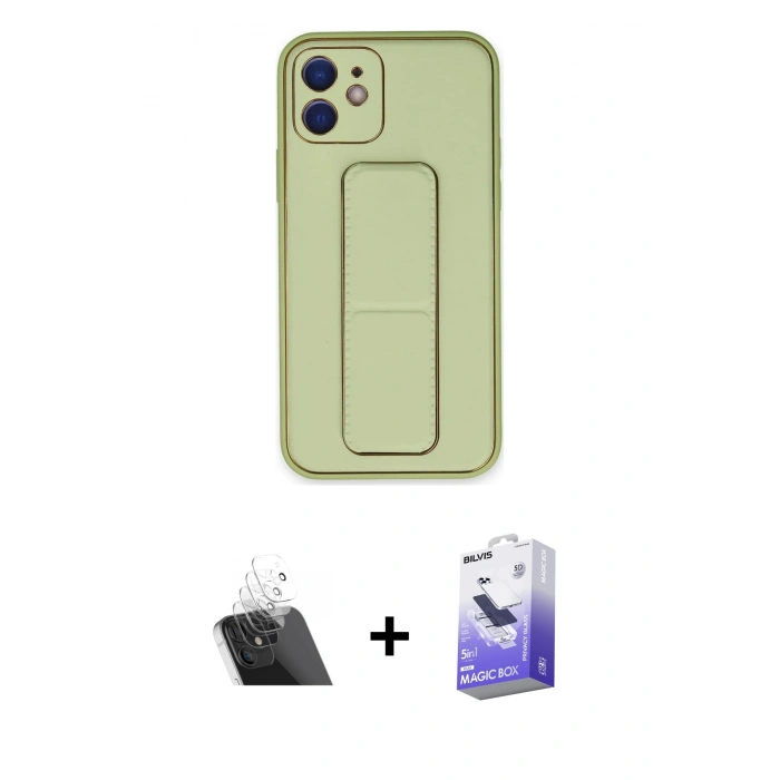 MARSİLYAN™- iPhone 12 Kılıf Akış Doku - Siyah Bilvis 5in1 5D Magic Hayalet Cam Ekran Koruyucu + Kamera Lens Koruma Cam - SF