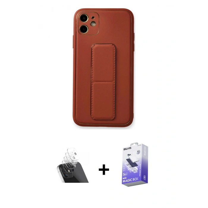 MARSİLYAN™- iPhone 12 Kılıf Akış Doku - Siyah Bilvis 5in1 5D Magic Hayalet Cam Ekran Koruyucu + Kamera Lens Koruma Cam - SF
