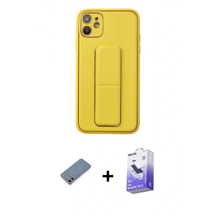 MARSİLYAN™- iPhone 12 Kılıf Akış Doku - Siyah Bilvis 5in1 5D Magic Hayalet Cam Ekran Koruyucu + Metal Kamera Lens Koruma Cam - GD