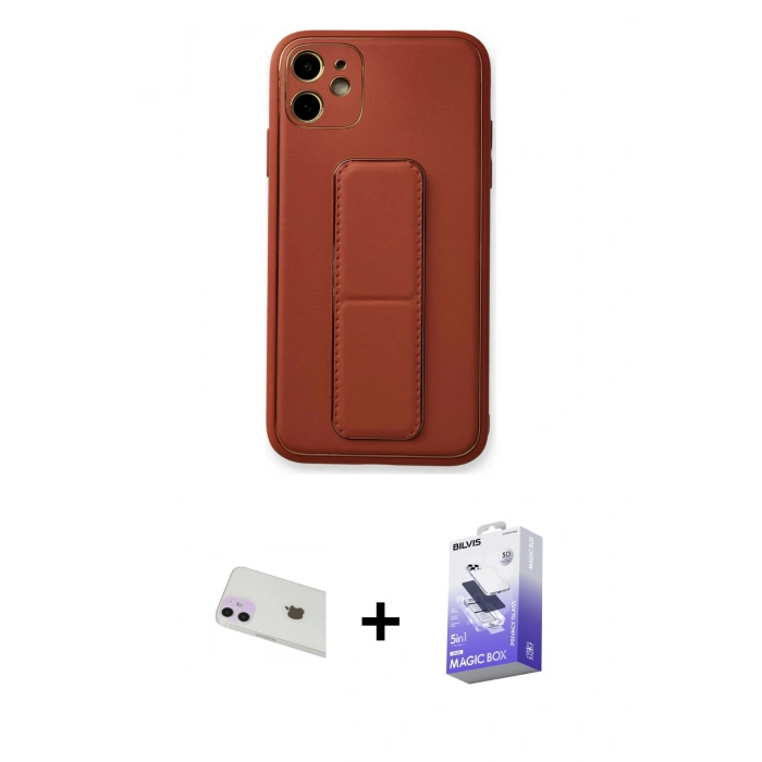 MARSİLYAN™- iPhone 12 Kılıf Akış Doku - Siyah Bilvis 5in1 5D Magic Hayalet Cam Ekran Koruyucu + Rainbow Kamera Lens Koruma Cam - MR