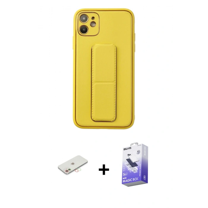 MARSİLYAN™- iPhone 12 Kılıf Akış Doku - Siyah Bilvis 5in1 5D Magic Hayalet Cam Ekran Koruyucu + Renkli Kamera Lens Koruma Cam - YL