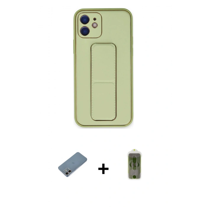 MARSİLYAN™- iPhone 12 Kılıf Akış Doku - Siyah Joko Magic 5D Hayalet Cam + Shine Kamera Lens Koruma Cam - GI