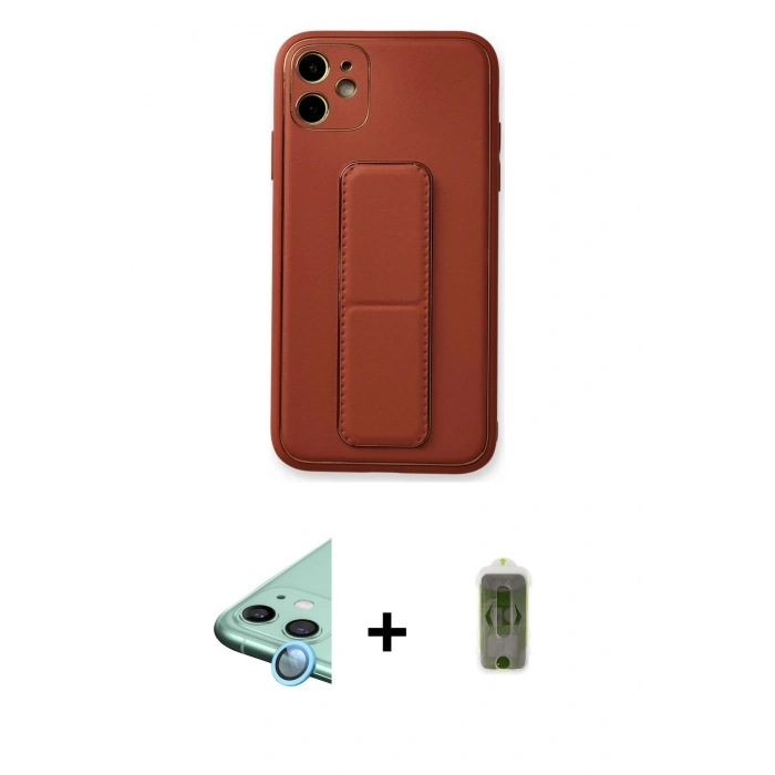 MARSİLYAN™- iPhone 12 Kılıf Akış Doku - Siyah Joko Magic 5D Hayalet Cam + Mavi Raze Metal Kamera Lens