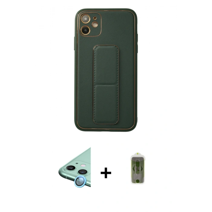 MARSİLYAN™- iPhone 12 Kılıf Akış Doku - Siyah Joko Magic 5D Hayalet Cam + Mavi Raze Metal Kamera Lens