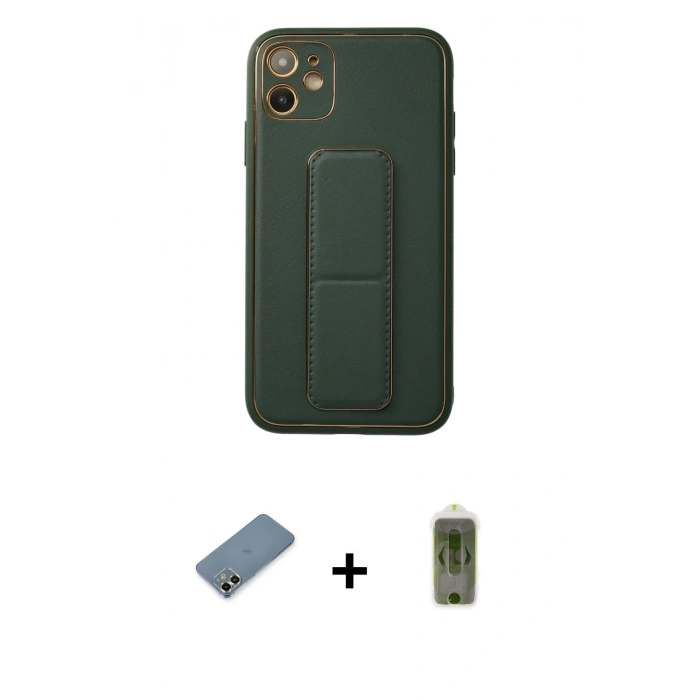MARSİLYAN™- iPhone 12 Kılıf Akış Doku - Siyah Joko Magic 5D Hayalet Cam + Metal Kamera Lens Koruma Cam - AKYL