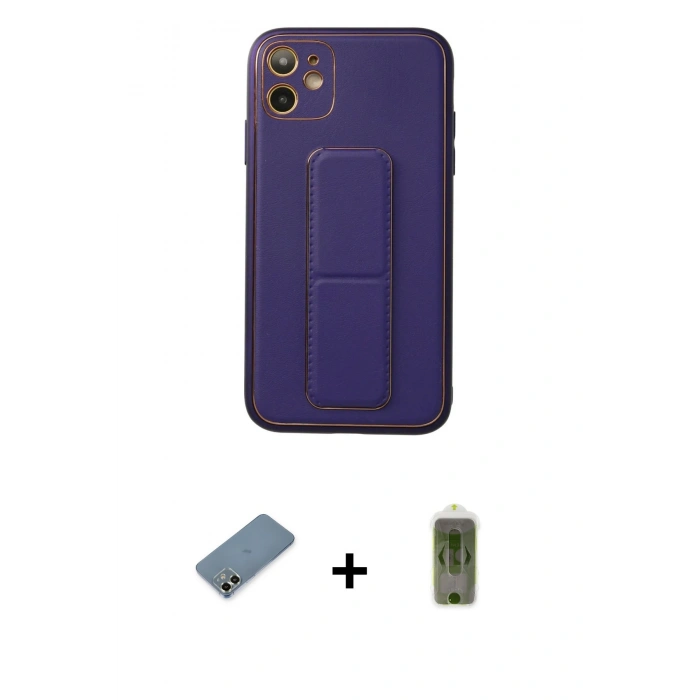 MARSİLYAN™- iPhone 12 Kılıf Akış Doku - Siyah Joko Magic 5D Hayalet Cam + Metal Kamera Lens Koruma Cam - AKYL