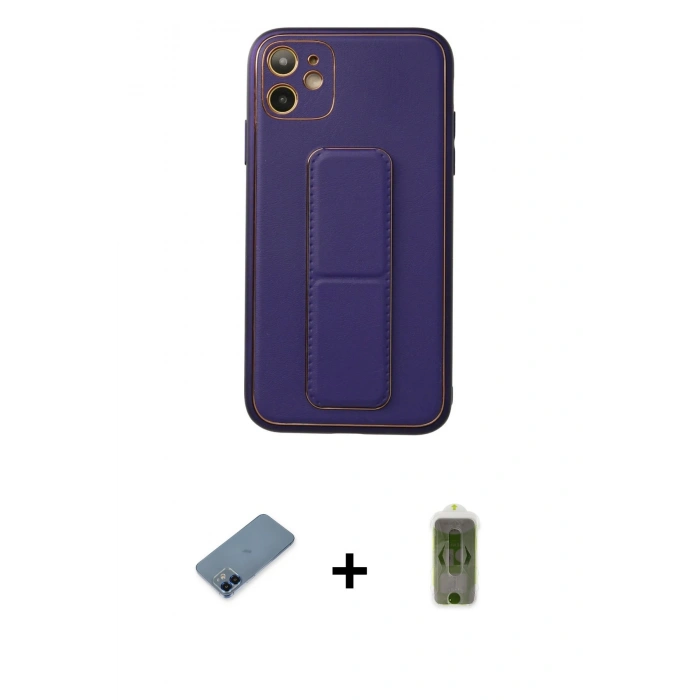 MARSİLYAN™- iPhone 12 Kılıf Akış Doku - Siyah Joko Magic 5D Hayalet Cam + Metal Kamera Lens Koruma Cam - MI