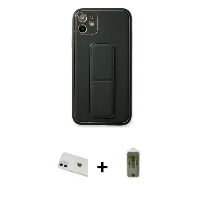 MARSİLYAN™- iPhone 12 Kılıf Akış Doku - Siyah Joko Magic 5D Hayalet Cam + Rainbow Kamera Lens Koruma Cam - MR