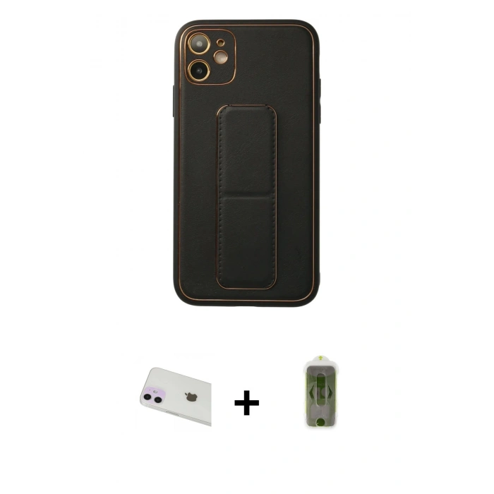 MARSİLYAN™- iPhone 12 Kılıf Akış Doku - Siyah Joko Magic 5D Hayalet Cam + Rainbow Kamera Lens Koruma Cam - MR