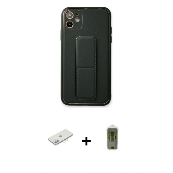 MARSİLYAN™- iPhone 12 Kılıf Akış Doku - Siyah Joko Magic 5D Hayalet Cam + Renkli Kamera Lens Koruma Cam - PE