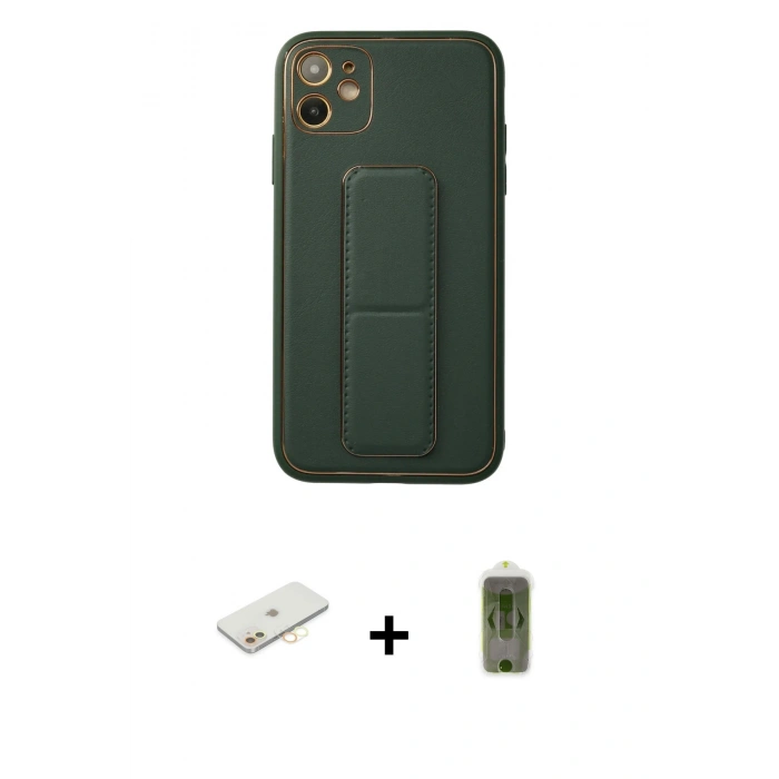 MARSİLYAN™- iPhone 12 Kılıf Akış Doku - Siyah Joko Magic 5D Hayalet Cam + Sarı Renkli Kamera Lens Koruma Cam
