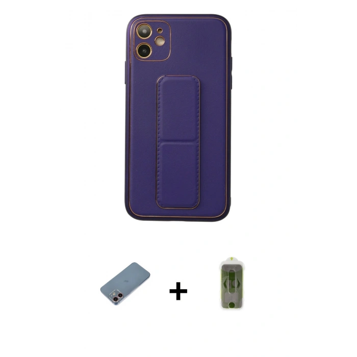 MARSİLYAN™- iPhone 12 Kılıf Akış Doku - Siyah Joko Magic 5D Hayalet Cam + Shine Kamera Lens Koruma Cam - PE