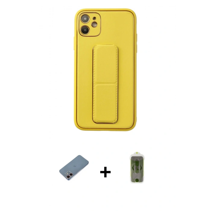 MARSİLYAN™- iPhone 12 Kılıf Akış Doku - Siyah Joko Magic 5D Hayalet Cam + Shine Kamera Lens Koruma Cam - PE