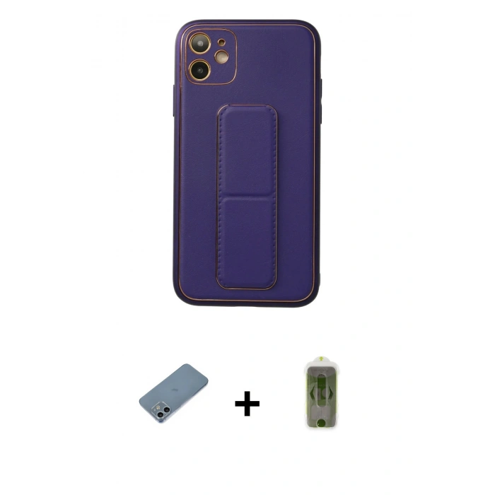 MARSİLYAN™- iPhone 12 Kılıf Akış Doku - Siyah Joko Magic 5D Hayalet Cam + Shine Kamera Lens Koruma Cam - SABE