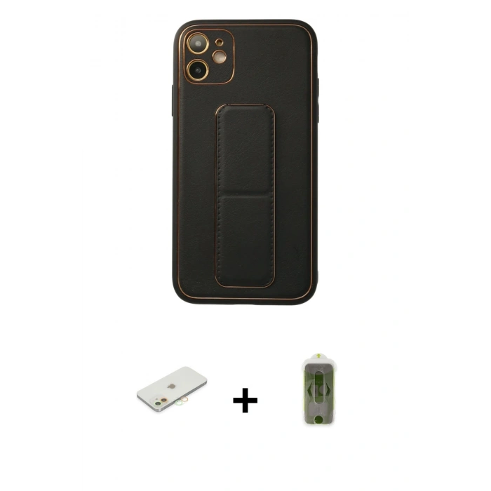 MARSİLYAN™- iPhone 12 Kılıf Akış Doku - Siyah Joko Magic 5D Hayalet Cam + Renkli Kamera Lens Koruma Cam - TU