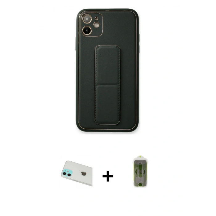 MARSİLYAN™- iPhone 12 Kılıf Akış Doku - Siyah Joko Magic 5D Hayalet Cam + Rainbow Kamera Lens Koruma Cam - YL