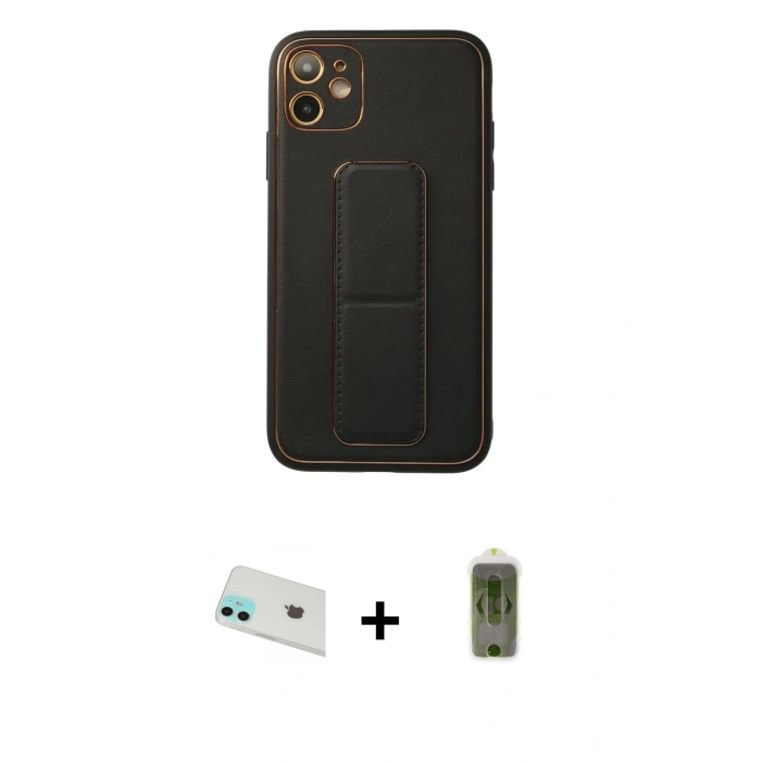 MARSİLYAN™- iPhone 12 Kılıf Akış Doku - Siyah Joko Magic 5D Hayalet Cam + Rainbow Kamera Lens Koruma Cam - YL