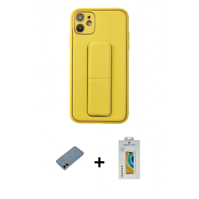 MARSİLYAN™- iPhone 12 Kılıf Akış Doku - Siyah Polymer Nano Ekran Koruyucu + Shine Kamera Lens Koruma Cam - GD