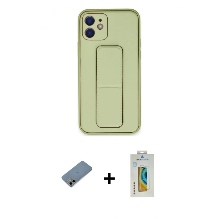 MARSİLYAN™- iPhone 12 Kılıf Akış Doku - Siyah Polymer Nano Ekran Koruyucu + Shine Kamera Lens Koruma Cam - GD